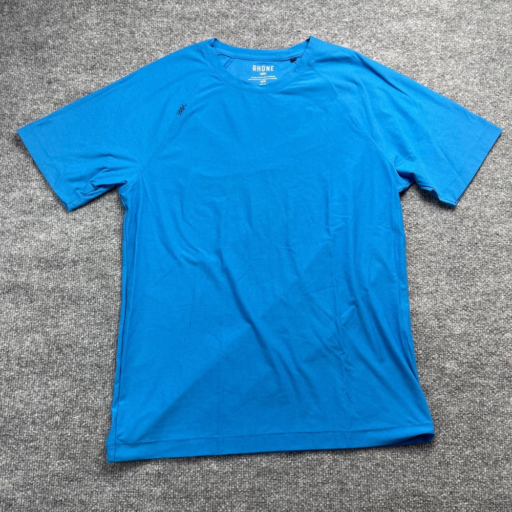 Rhone Reign Mens Medium Blue Short Sleeve Raglan Performance Training T-Shirt